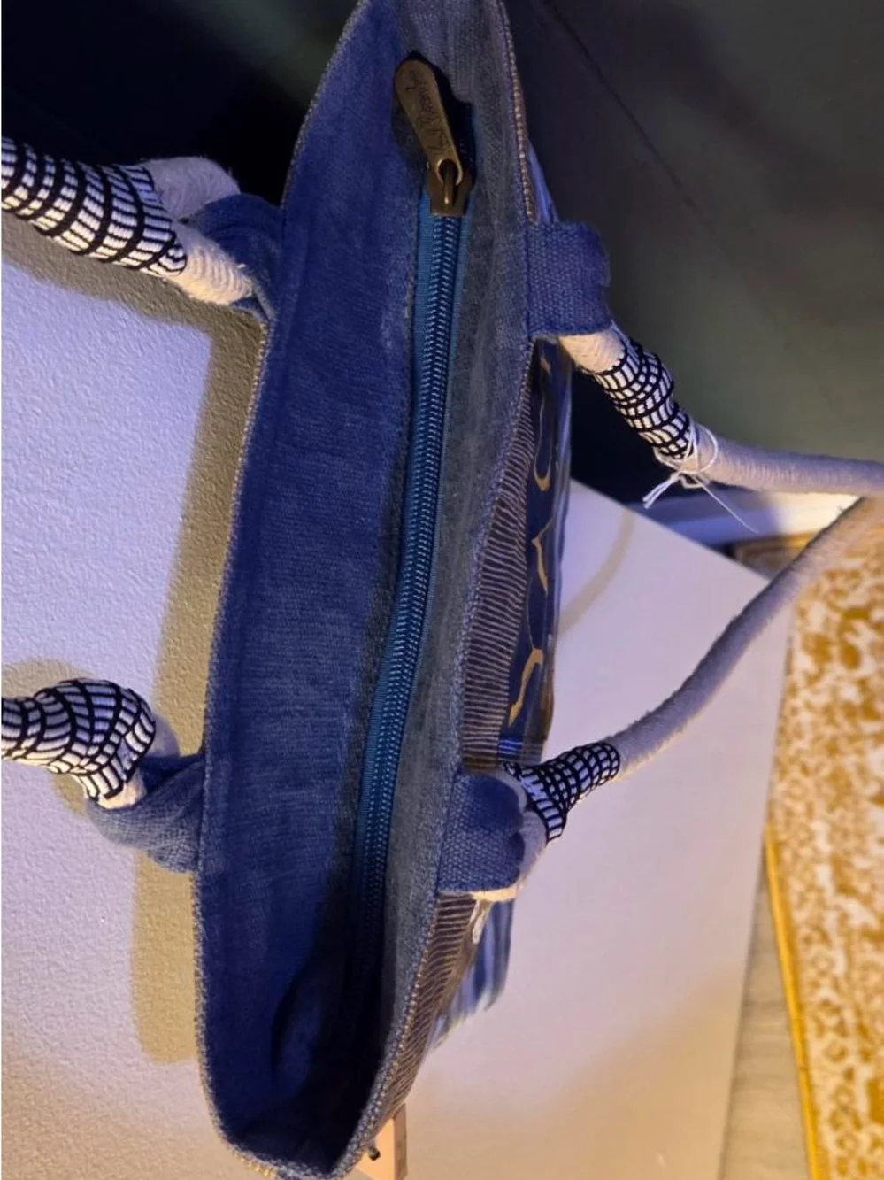Yacht Club Canvas Duffel Bag - Blue & Olive